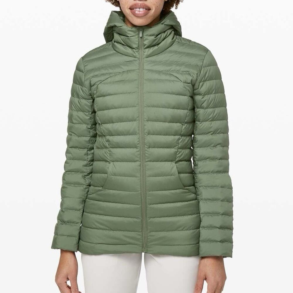 Lululemon Pack It Down 700 Fill Jacket Womens 8 Green Hooded Puffer Packable